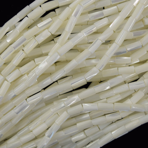 13mm white mother of pearl mop tube beads 15.5" strand