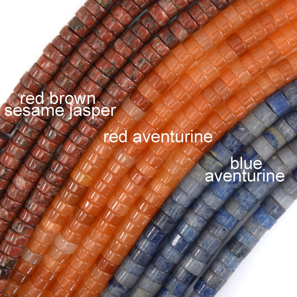 3-4x6mm Natural Various Gemstones Heishi Disc Beads 15" Strand 6mm - Eagle Beadz