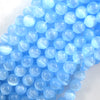 Genuine Blue Selenite Round Beads Gemstone 15.5