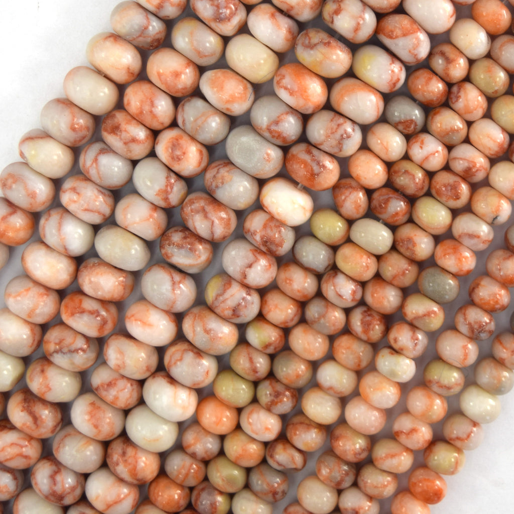 Natural Red Spider Web Jasper Rondelle Button Beads 15" Strand 6mm 8mm