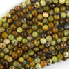 Natural Lemon Green Opal Round Beads Gemstone 15