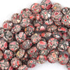 Red Mosaic Flower Turquoise Coin Disc Beads Gemstone 15.5