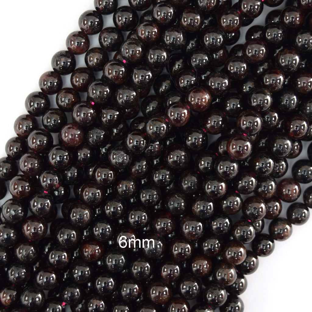 Natural Red Garnet Round Beads Gemstone 15" Strand 4mm 6mm 8mm 10mm