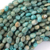 Natural Russian Green Amazonite Pebble Nugget Beads 15.5
