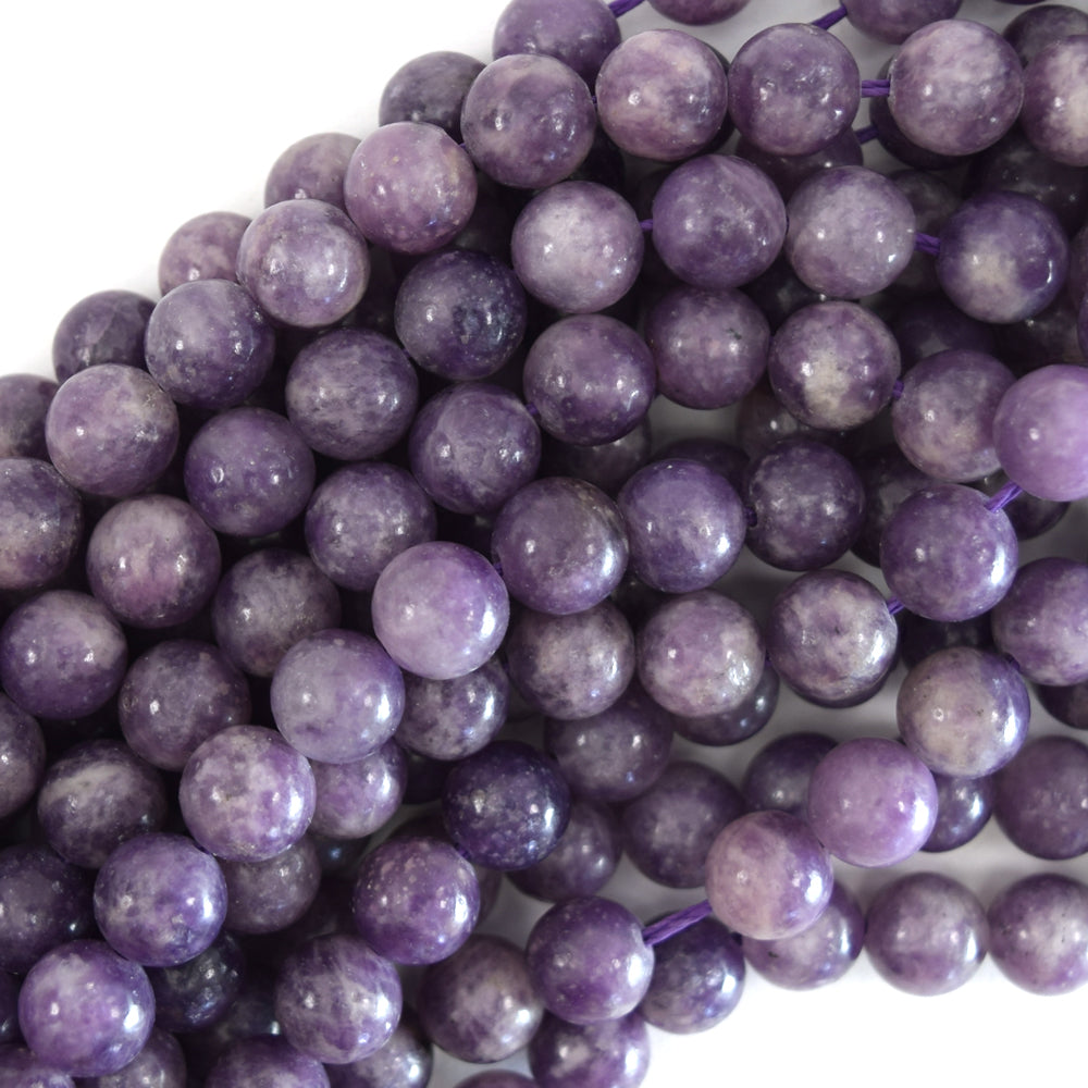 Natural Purple Lepidolite Round Beads 15" Strand 4mm 6mm 8mm 10mm 12mm S1