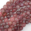 AA Natural Madagascar Mauve Lavender Rose Quartz Round Beads 15.5