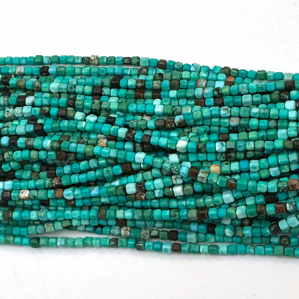 Faceted Brown Green Turquoise Cube Beads Gemstone 15.5" Strand 2mm 3mm 4mm