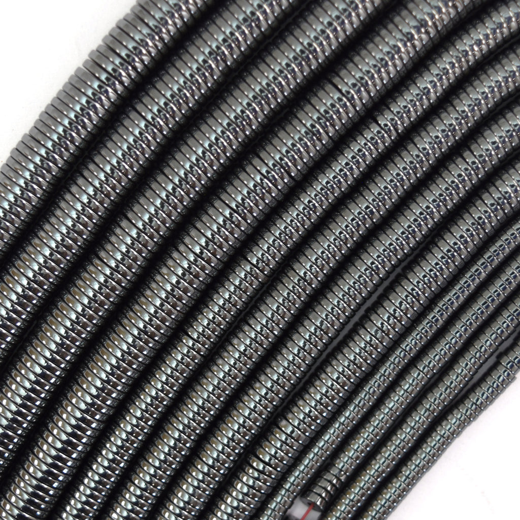 1mm Thick Black Hematite Heishi Disc Slice Beads 15.5" Strand 1x4mm 1x6mm 1x8mm