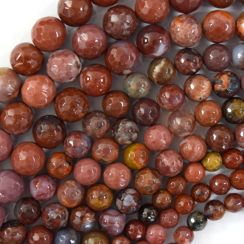 Natural Faceted Portuguese Agate Round Beads Gemstone 15" Strand 6mm 8mm 10mm