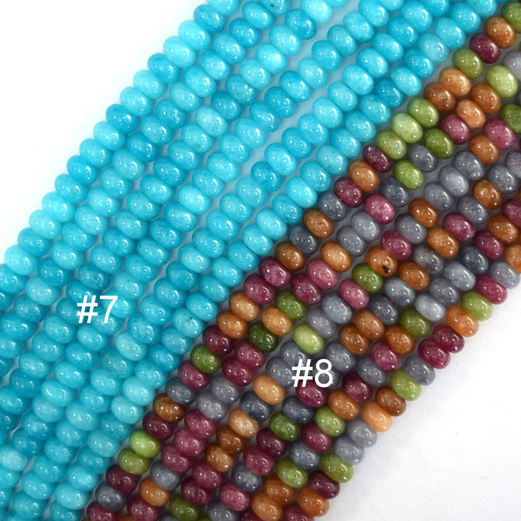 4x6mm Colored Mountain Jade Rondelle Button Beads Gemstone 15" Strand 6mm