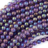 Mystic Titanium Natural Purple Amethyst Round Beads 15