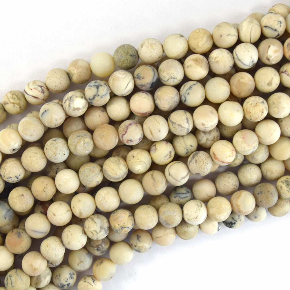 Natural Matte African Opal Round Beads Gemstone 15.5" Strand 4mm 6mm 8mm