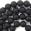 Matte Black Onyx Round Beads Gemstone 15