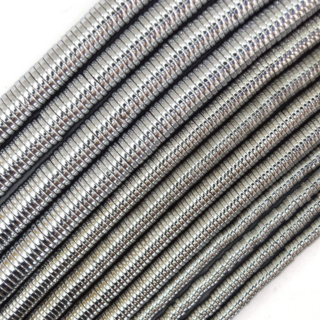 1mm Thick Silver Hematite Heishi Disc Slice Beads 15.5" Strand 1x4mm 1x6mm 1x8mm