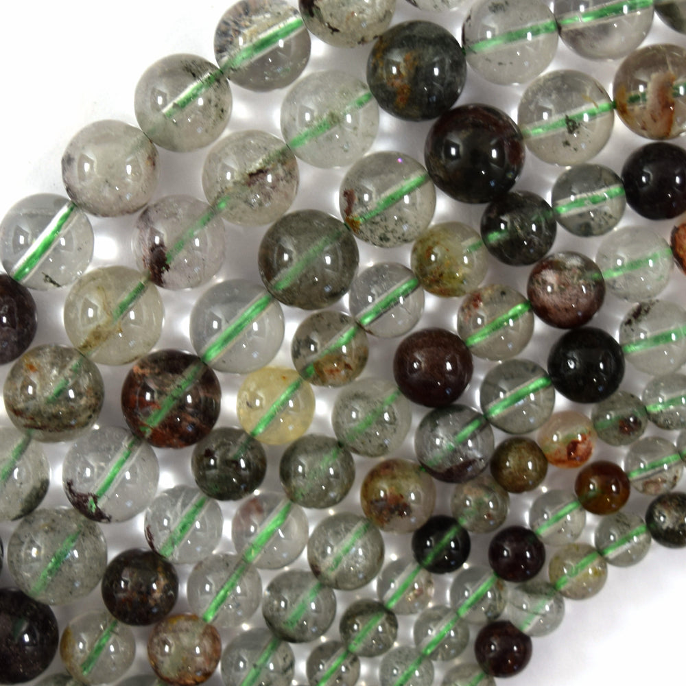 Natural Green Phantom Quartz Round Beads Gemstone 15.5" Strand 6mm 8mm 10mm S2