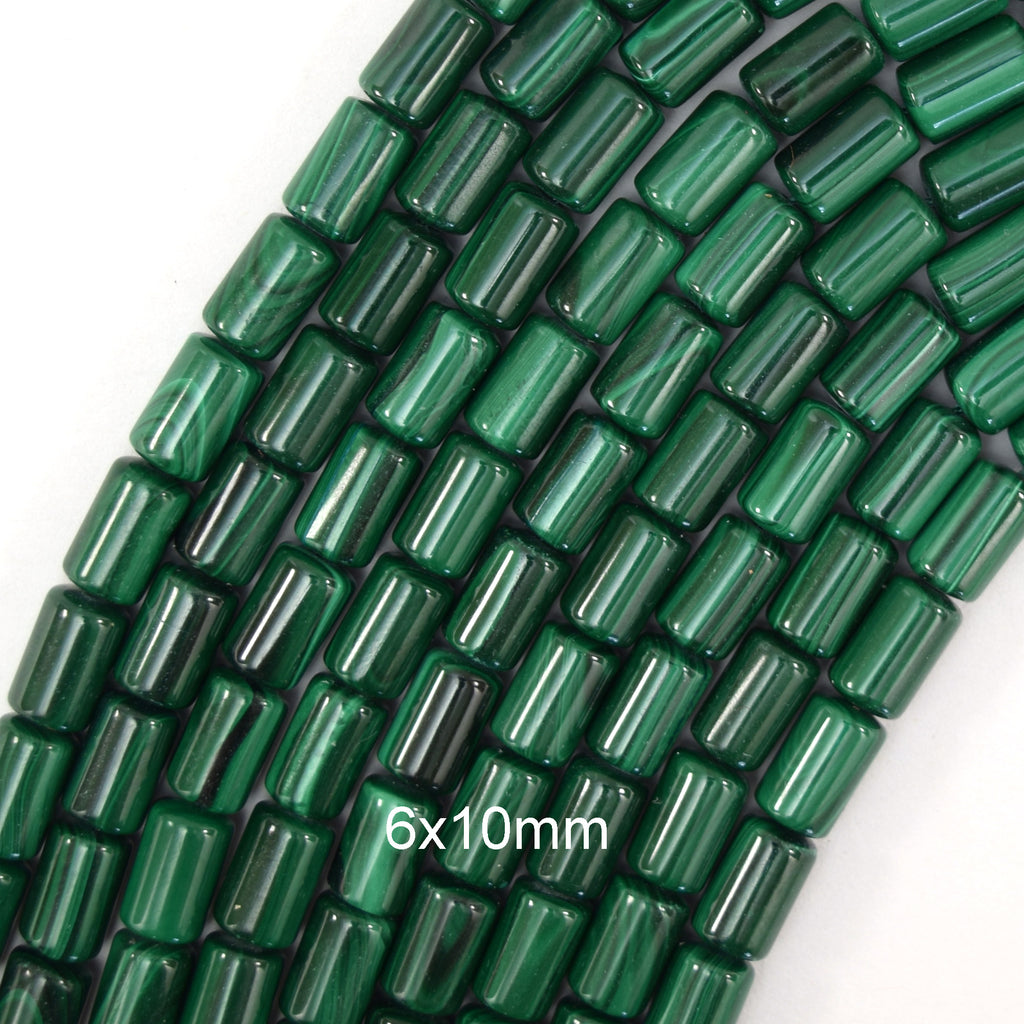 Natural Green Malachite Tube Cylinder Beads 15.5" Strand 4x13mm 6x10mm