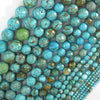 Faceted Blue Turquoise Round Beads 15.5