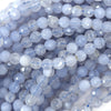 Natural Faceted Blue Lace Agate Round Beads 15.5