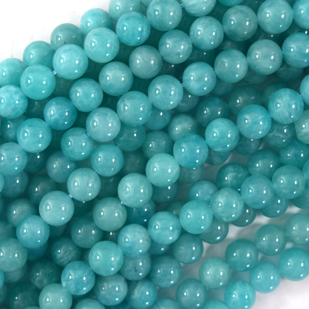 AA Natural African Green Amazonite Round Beads 15" Strand 6mm 8mm 10mm