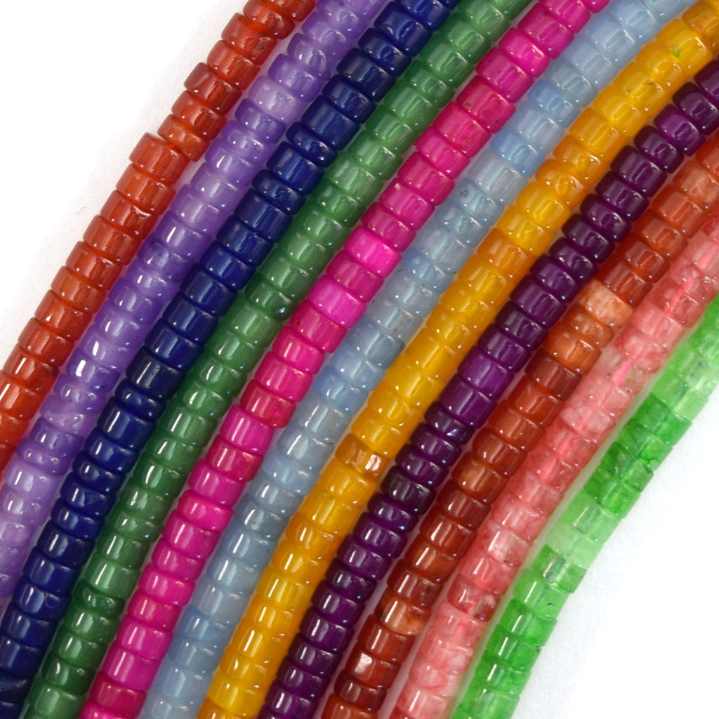 2x4mm Colored Mountain Jade Heishi Disc Beads Gemstone 15" Strand 4mm