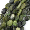 18mm natural Canadian green jade flat oval beads 16