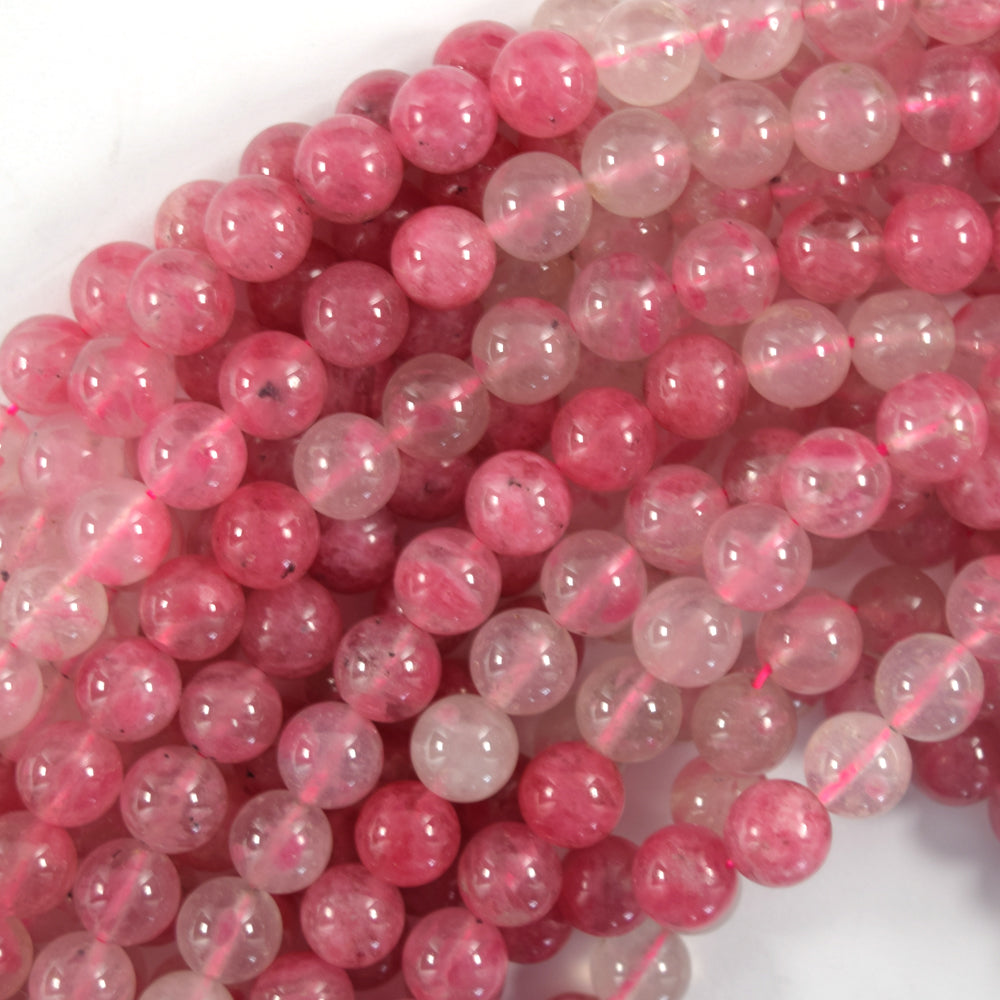 AA Natural Pink Cherry Blossom Agate Round Beads 15" Strand 6mm 8mm 10mm