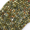 Natural Faceted Rainforest Green Rhyolite Round Beads 15