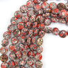 Red Mosaic Flower Turquoise Coin Disc Beads Gemstone 15.5