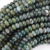 Natural Green Moss Agate Rondelle Button Beads 15