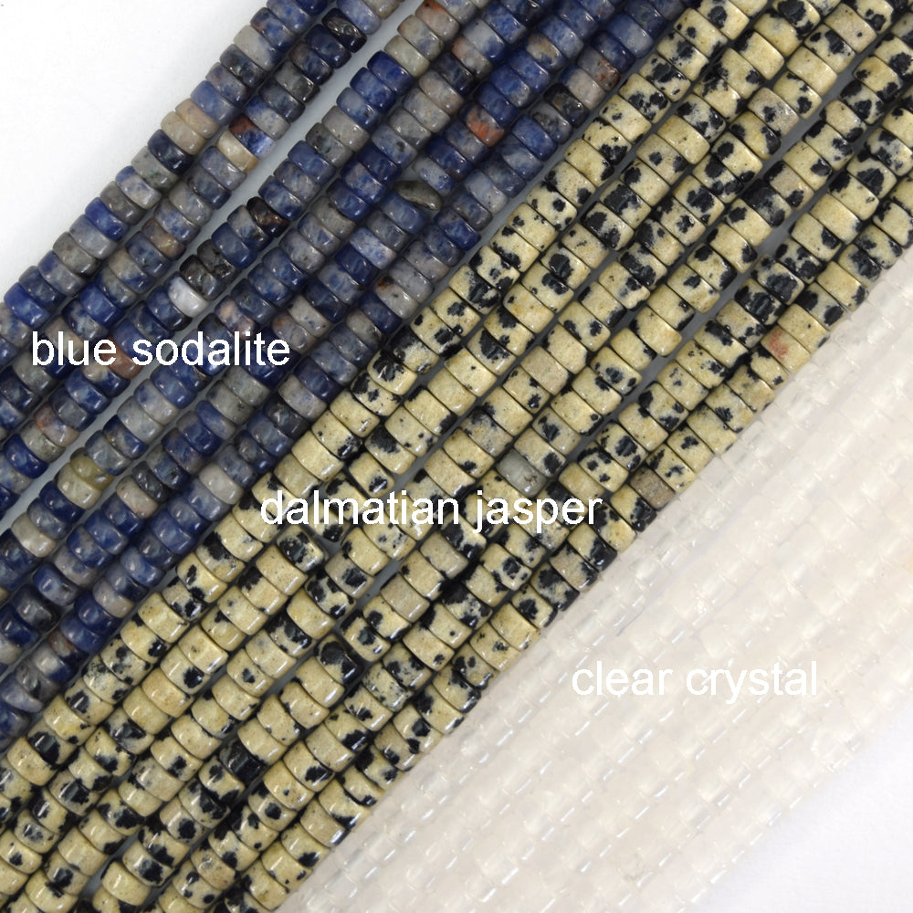 2x4mm Natural Various Gemstones Heishi Disc Beads 15" Strand 4mm