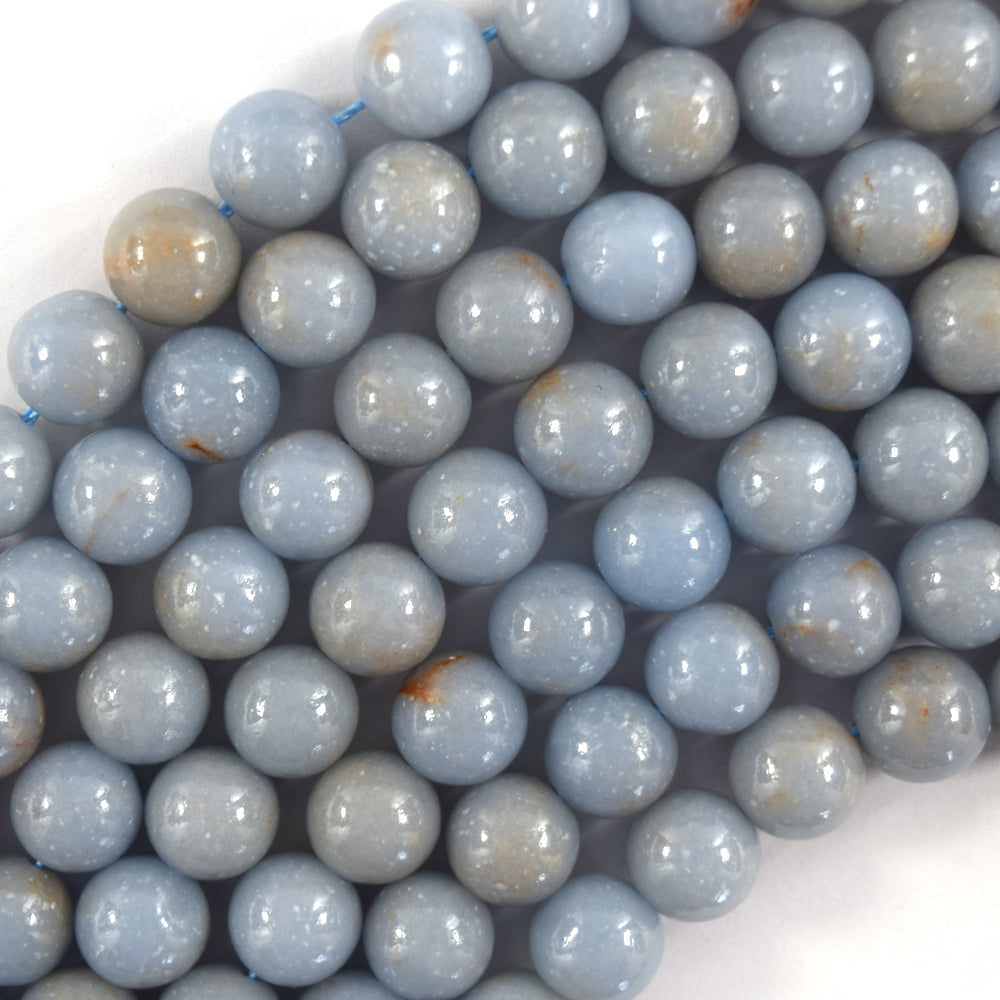 Natural Blue Angelite Round Beads Gemstone 15.5" Strand 6mm 8mm 10mm S2