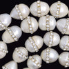 12mm - 16mm freshwater pearl barrel potato beads with rhinestone inlaid 15
