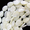 White Mother Of Pearl MOP Carved Leaf Beads Gemstone 15.5