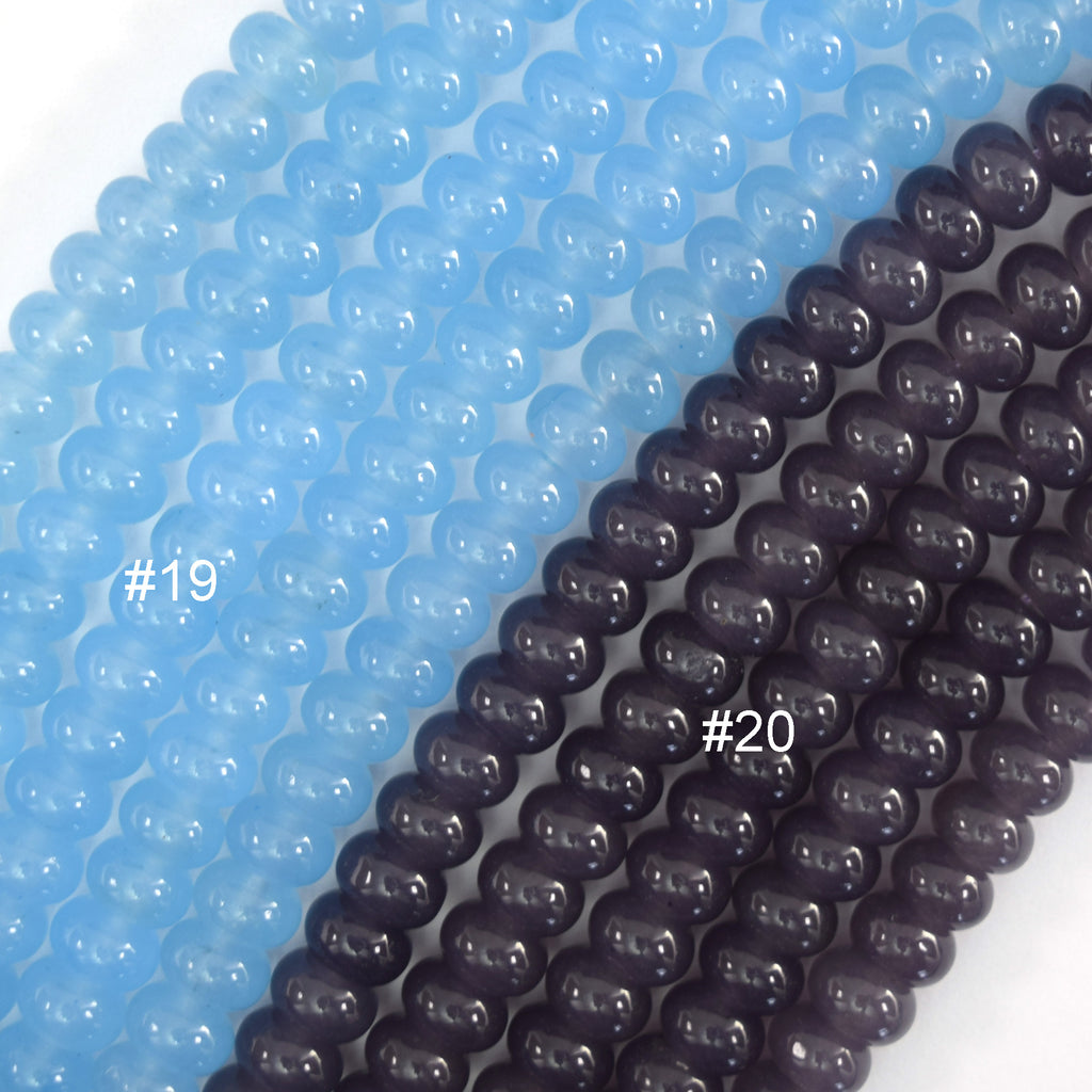 5x8mm Colored Mountain Jade Rondelle Button Beads 15" Strand Blue Green Red