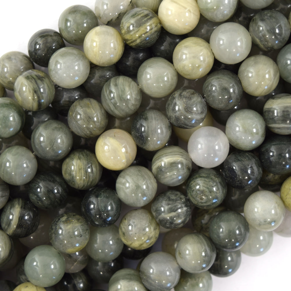 Natural Green Line Jasper Round Beads Gemstone 15" Strand 6mm 8mm 10mm