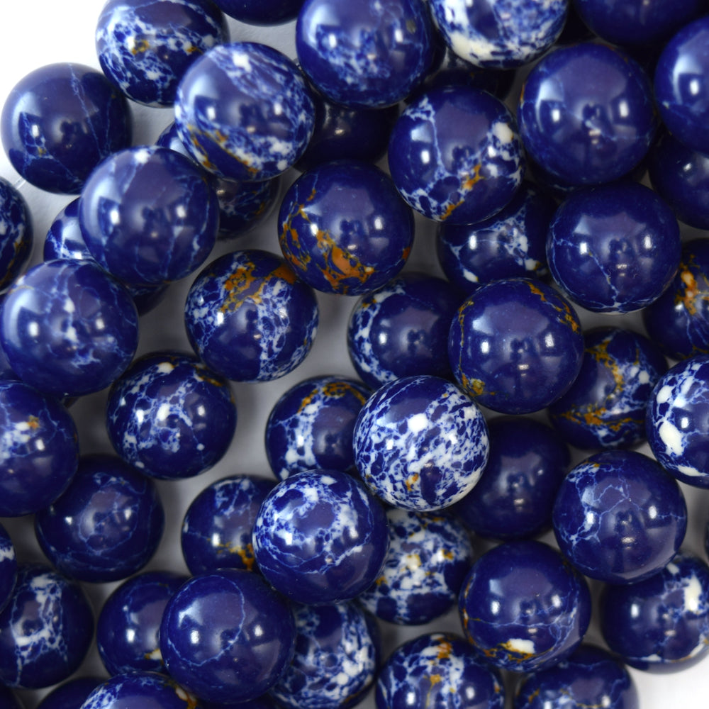 Synthetic Lapis Blue Sea Sediment Jasper Round Beads 15.5" 4mm 6mm 10mm 12mm