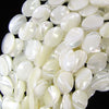 White Mother Of Pearl MOP Flat Oval Beads 15