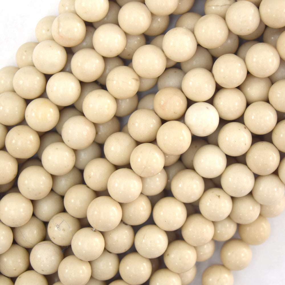 Natural Cream River Stone Round Beads Gemstone 15" Strand 6mm 8mm 10mm