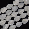 White Mother Of Pearl MOP Carved Leaf Beads Gemstone 15.5