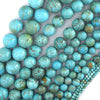 Blue Turquoise Round Beads 15.5