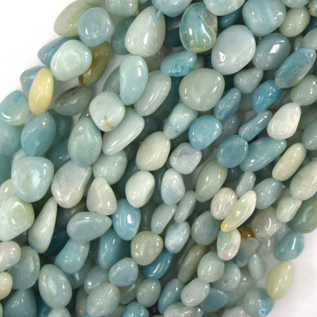 Natural Blue Amazonite Pebble Nugget Beads Gemstone 15.5" Strand 6-8mm 8-10mm