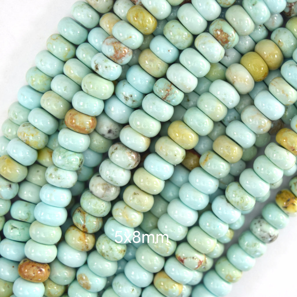 Brown Matrix Cream Blue Turquoise Rondelle button Beads 15" Strand 4mm 6mm 8mm
