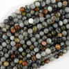 Natural Brown Gray Hawk Eye Round Beads 15.5