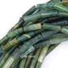 4x13mm natural green moss agate tube cylinder beads 15