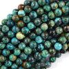 AA Natural Green Blue Azurite Round Beads Gemstone 15.5