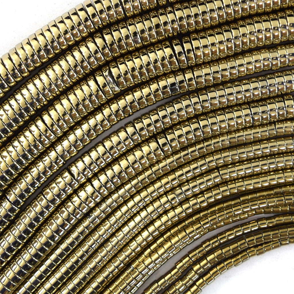 Pyrite Colored Hematite Heishi Disc Beads Gemstone 15.5" Strand 3mm 4mm 6mm 8mm