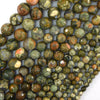 Natural Faceted Rainforest Green Rhyolite Round Beads 15