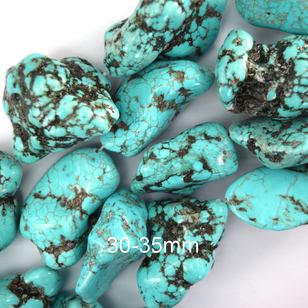 Blue Green Turquoise Pebble Nugget Beads 15" 6-8mm 10-12mm 18-25mm 30-35mm
