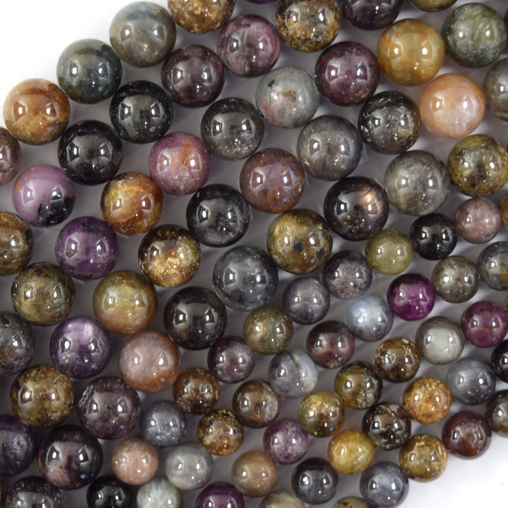 Natural Multicolor Sapphire Round Beads Gemstone 15" Strand 6mm 8mm