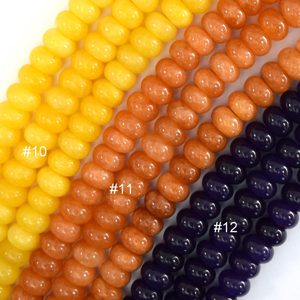 5x8mm Colored Mountain Jade Rondelle Button Beads 15" Strand Blue Green Red